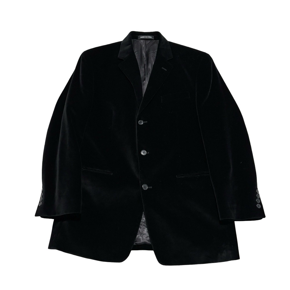Calvin Klein Regular Fit Black Velvet Blazer Sports Coat Size 42R *FLAWED*